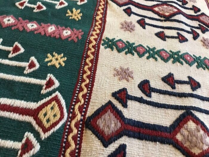 handmade kilim runner rug with traditional patterns 1980s 2