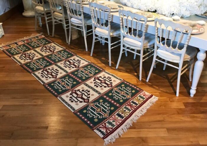 handmade kilim runner rug with traditional patterns 1980s 3