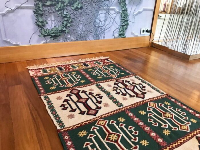 handmade kilim runner rug with traditional patterns 1980s 5