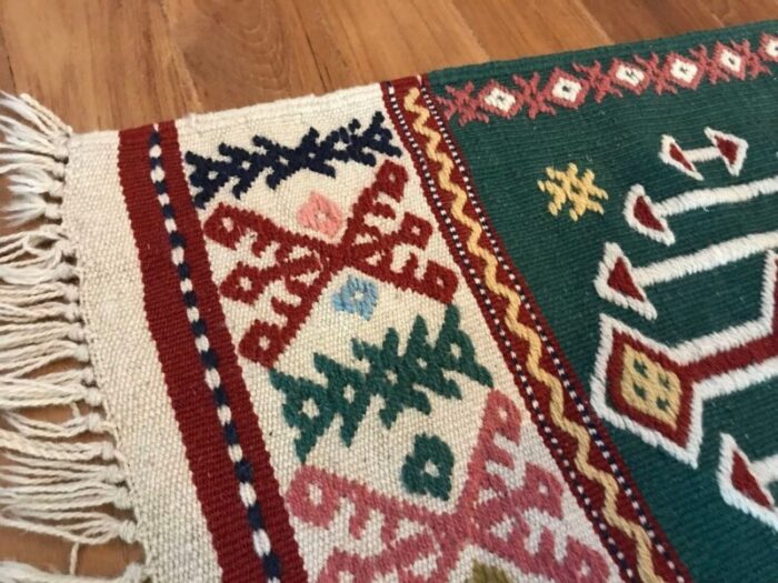 handmade kilim runner rug with traditional patterns 1980s 7