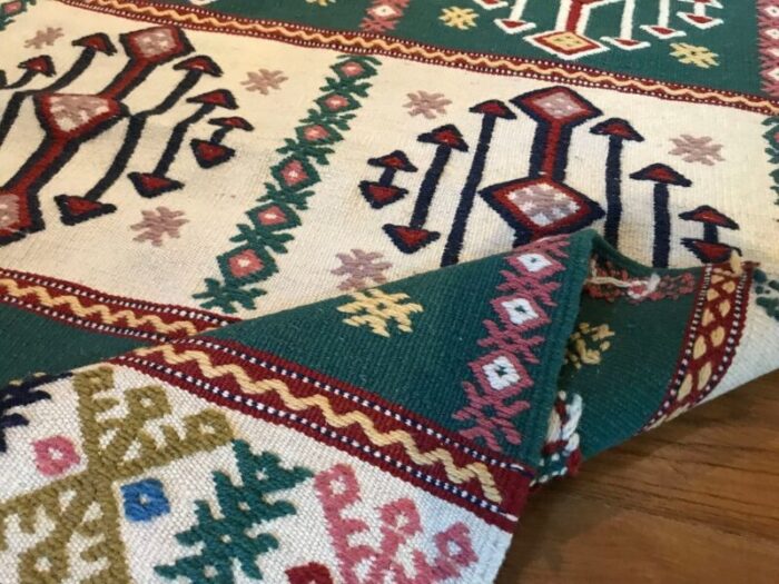 handmade kilim runner rug with traditional patterns 1980s 9