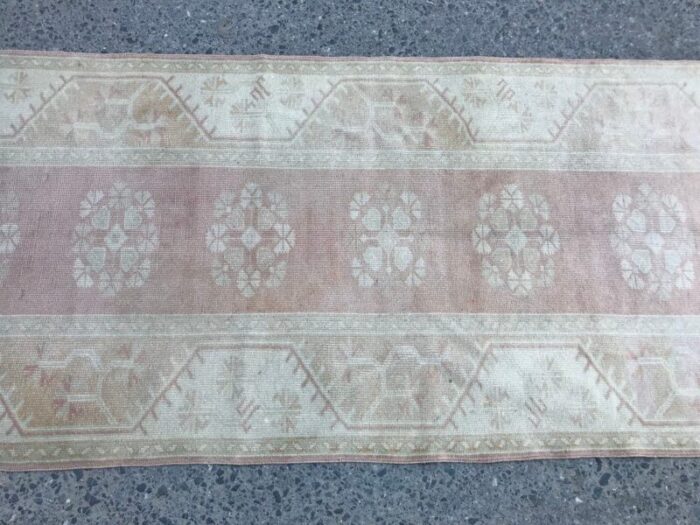 handmade muted entryway runner rug 1980s 2