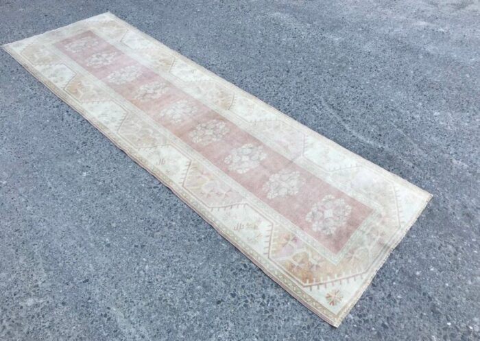 handmade muted entryway runner rug 1980s 4