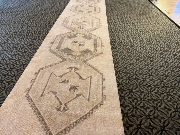 handmade pastel beige hallway runner 1980s 7