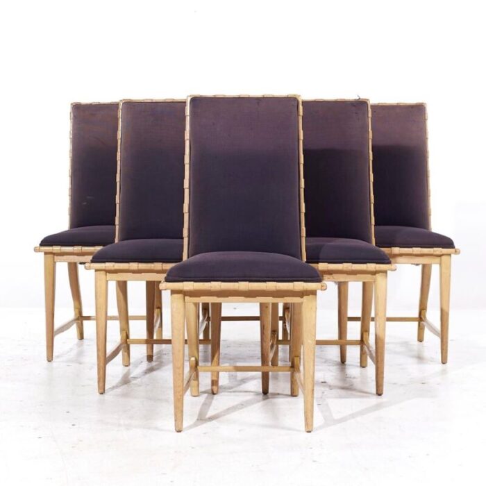 harold schwartz for romweber mid century oak dining chairs set of 6 1036