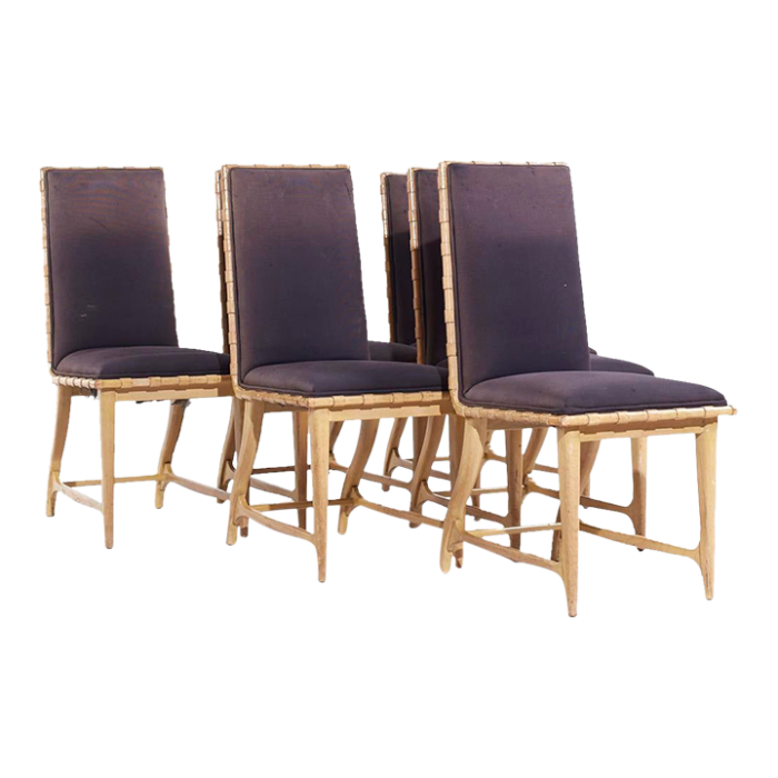 harold schwartz for romweber mid century oak dining chairs set of 6 4155