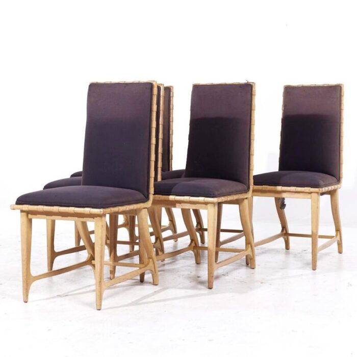 harold schwartz for romweber mid century oak dining chairs set of 6 4510