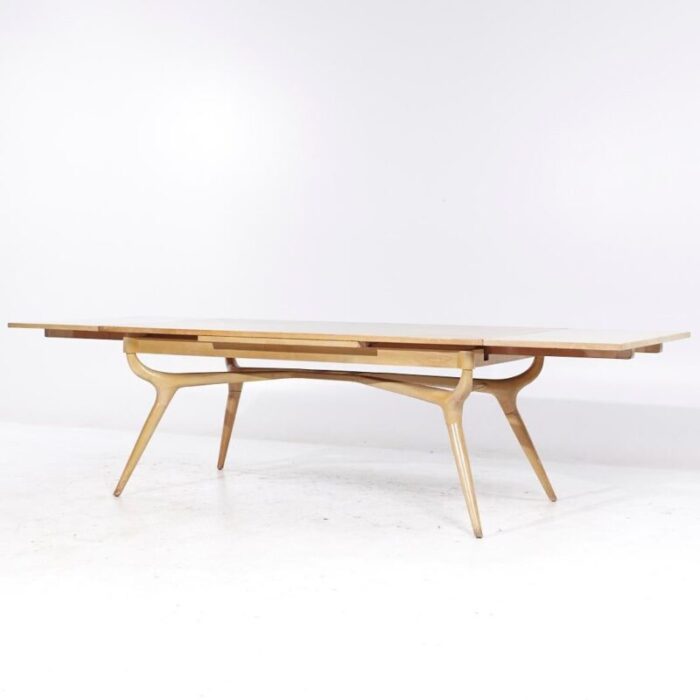 harold schwartz for romweber mid century oak sculptural hidden leaf expanding dining table 2548