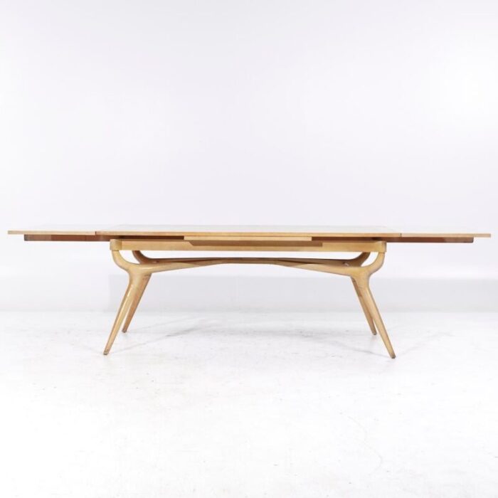 harold schwartz for romweber mid century oak sculptural hidden leaf expanding dining table 3802