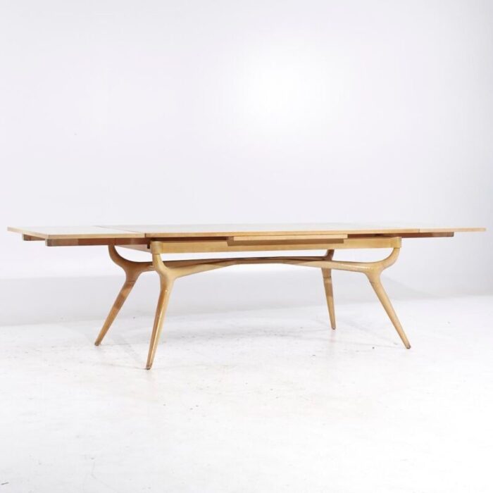 harold schwartz for romweber mid century oak sculptural hidden leaf expanding dining table 5501