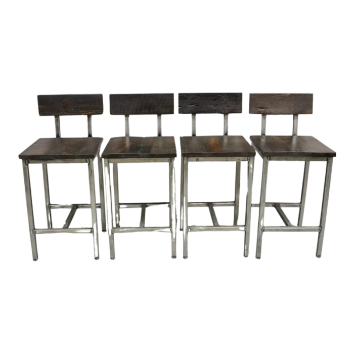 industrial farmhouse style oak wood and steel counter bar stools set of 4 6043