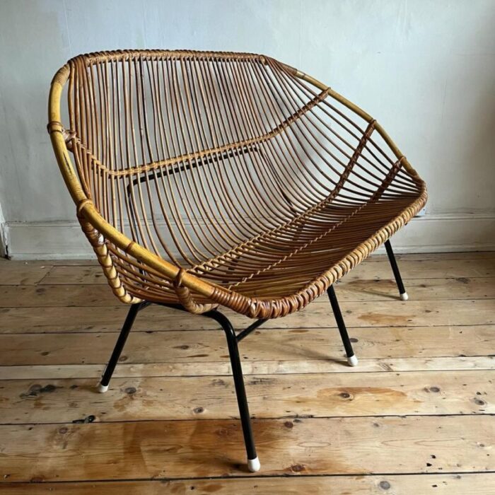 italian 60s vintage 2 seater wicker love seat 1960s 1940