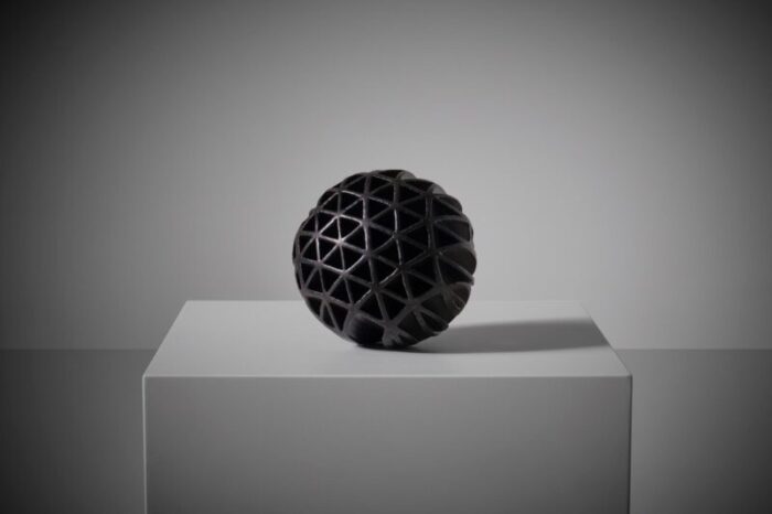 italian anthracite ceramic sphere sculpture by alessio tasca 1960s 0032