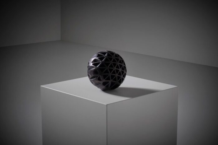 italian anthracite ceramic sphere sculpture by alessio tasca 1960s 1400