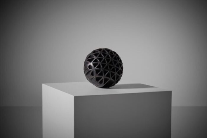 italian anthracite ceramic sphere sculpture by alessio tasca 1960s 5286