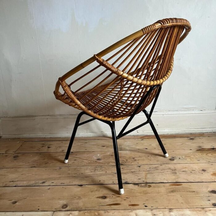 italian bamboo seat with black frame 1960s 1705