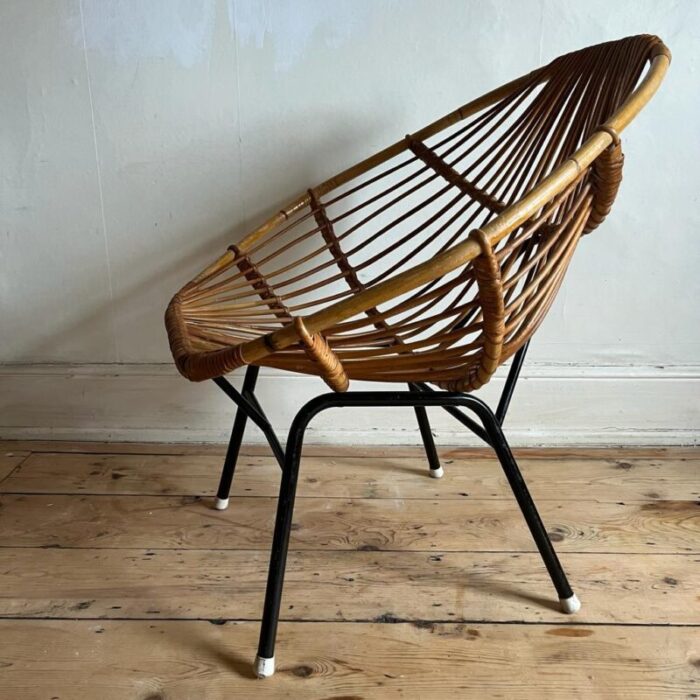 italian bamboo seat with black frame 1960s 5259