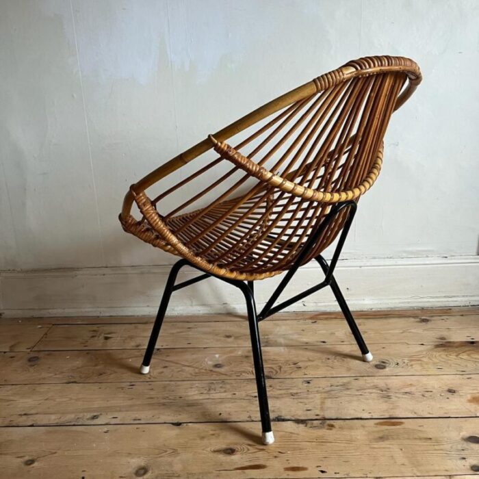 italian bamboo seat with black frame 1960s 7259