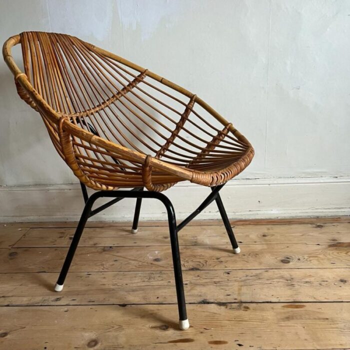 italian bamboo seat with black frame 1960s 9441