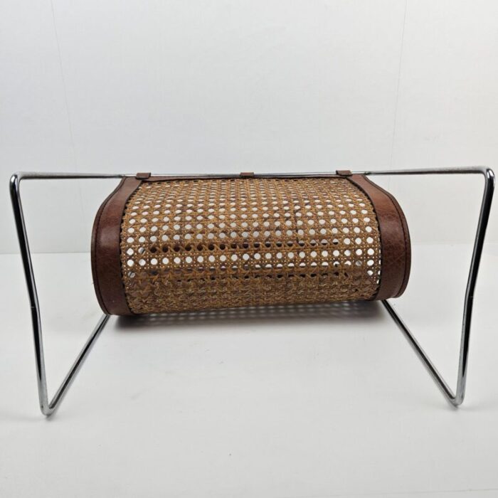 italian magazine rack with rattan 1980s 16