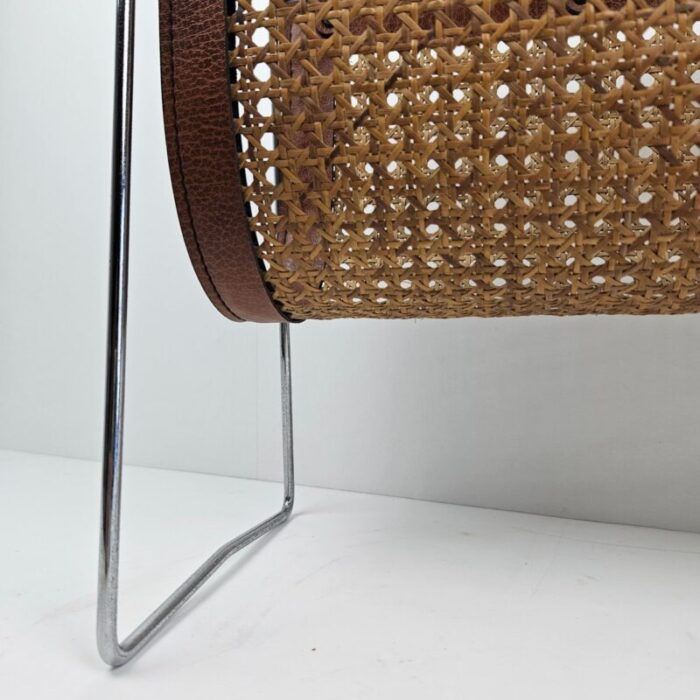 italian magazine rack with rattan 1980s 17