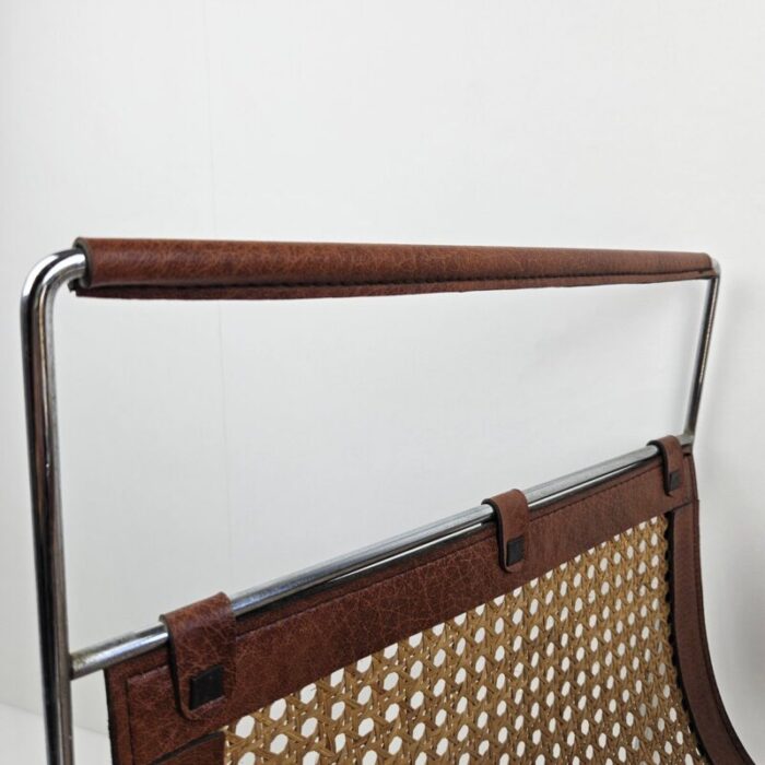 italian magazine rack with rattan 1980s 18