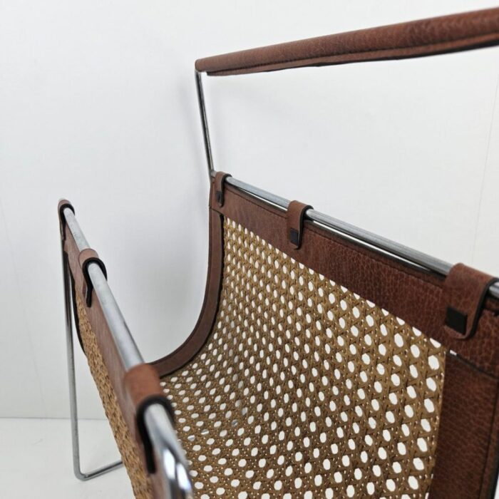 italian magazine rack with rattan 1980s 8