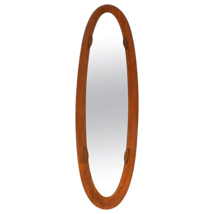 italian oval plywood mirror attributed to franco campo carlo graffi 1950s 1