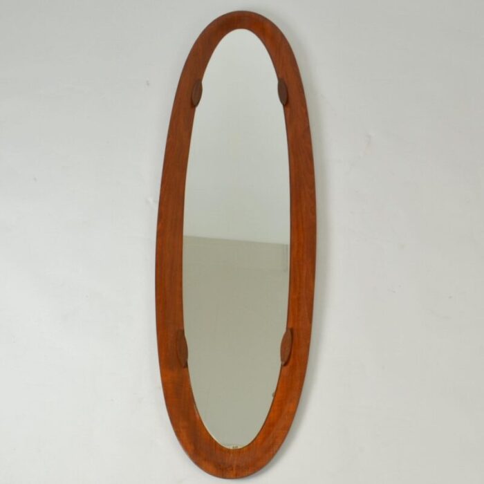 italian oval plywood mirror attributed to franco campo carlo graffi 1950s 2