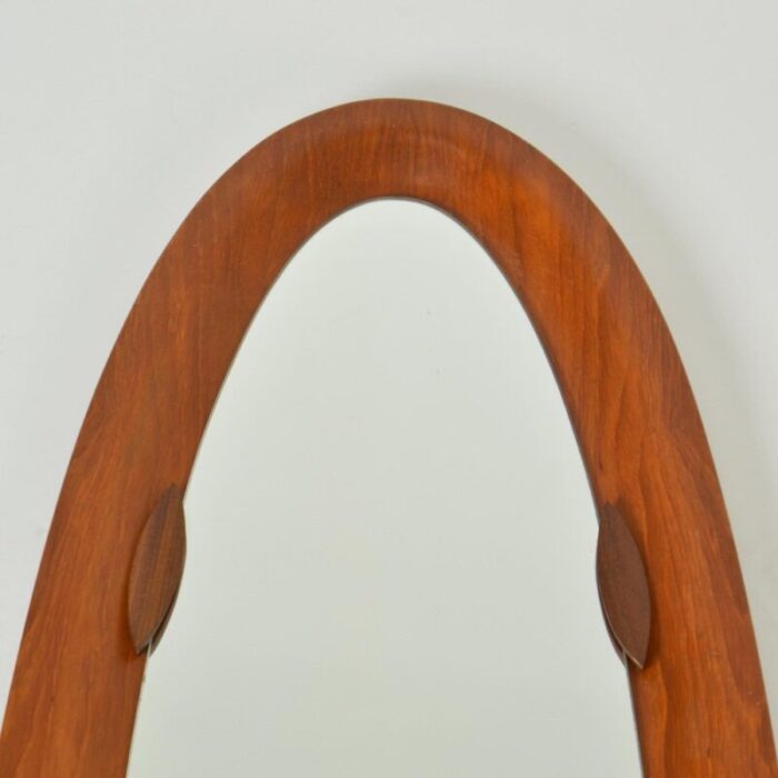 italian oval plywood mirror attributed to franco campo carlo graffi 1950s 3