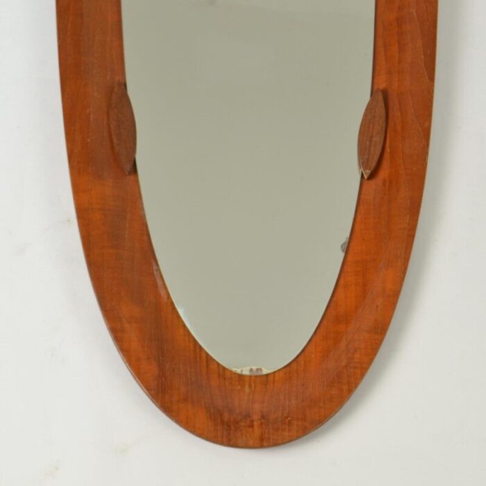 italian oval plywood mirror attributed to franco campo carlo graffi 1950s 4