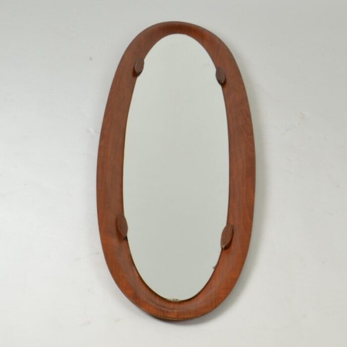 italian oval plywood mirror attributed to franco campo carlo graffi 1950s 5