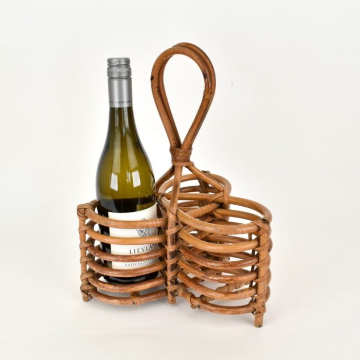 italian rattan bottle caddy 1950s 2