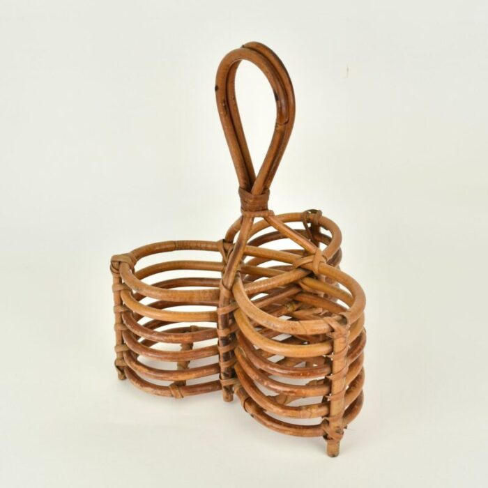 italian rattan bottle caddy 1950s 3