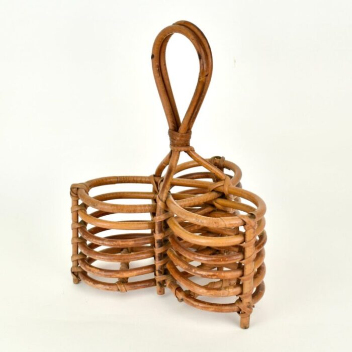 italian rattan bottle caddy 1950s 5