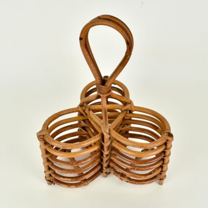 italian rattan bottle caddy 1950s 6