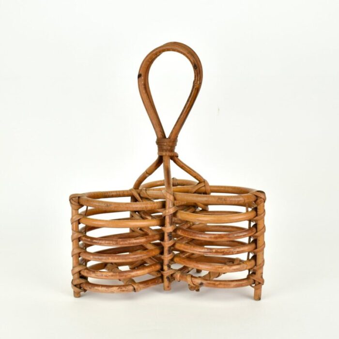 italian rattan bottle caddy 1950s 7