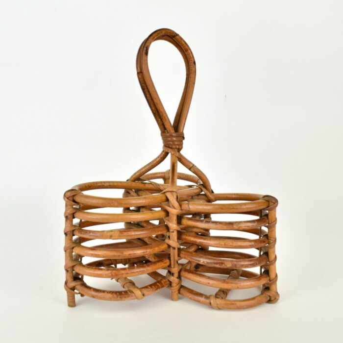 italian rattan bottle caddy 1950s 8