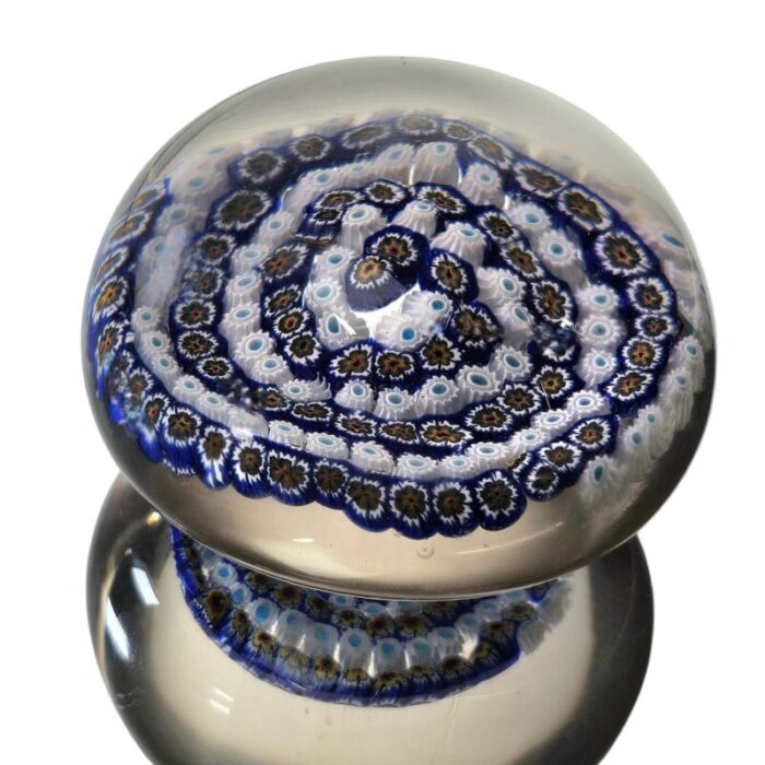 italian style art glass millefiori cobalt blue paperweight 2220