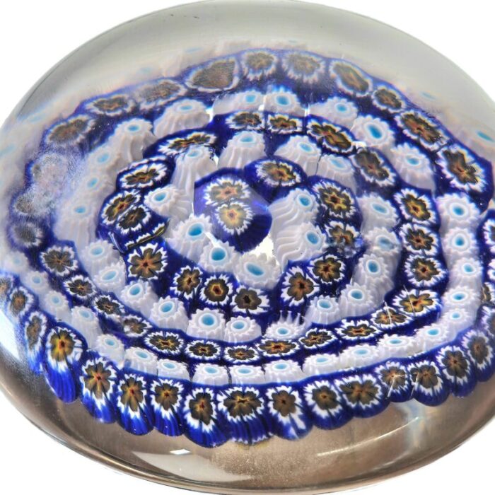 italian style art glass millefiori cobalt blue paperweight 4828