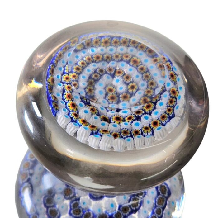 italian style art glass millefiori cobalt blue paperweight 6003