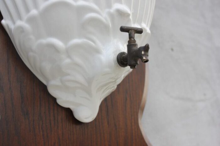 italian white faience wall fountain 1950s 3090