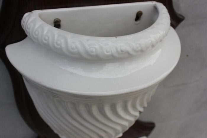 italian white faience wall fountain 1950s 5401