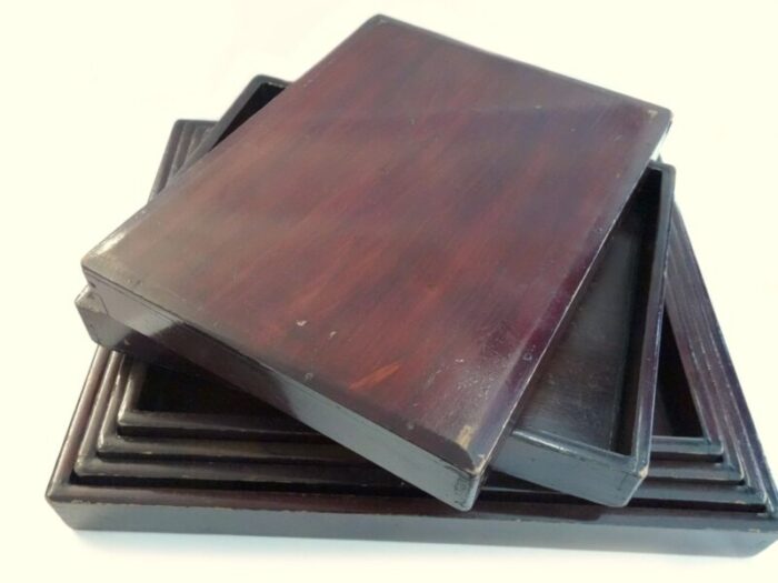 japanese lacquered wooden serving trays set 1950s set of 7 1