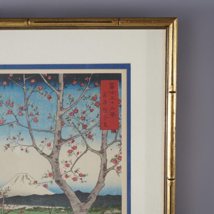 japanese woodblock print of mt fuji by hiroshige utagawa framed 20thc 4507