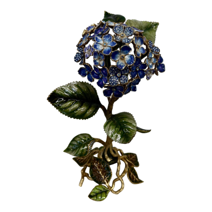 jay strongwater large handcrafted periwinkle blossom nori hydrangea objet with swarovski crystals 5647