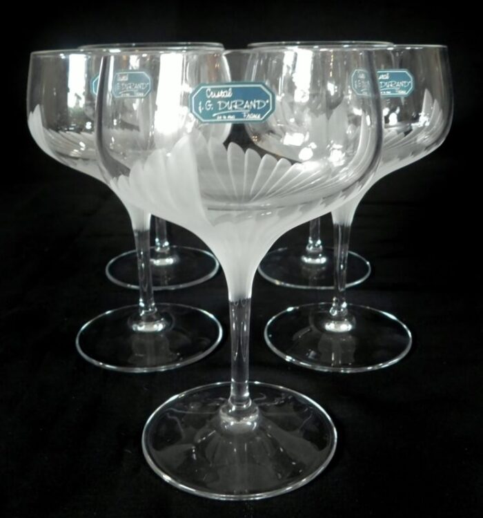 jgdurand france etched crystal wine glasses set of 4 15pcs 2523