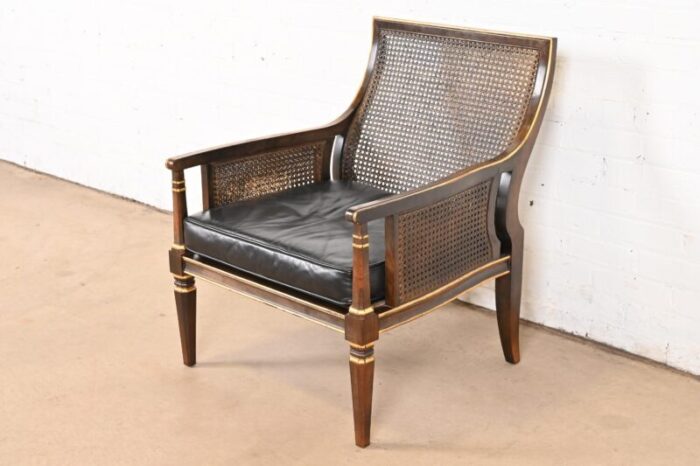 john widdicomb mid century hollywood regency maple and cane parcel gilt armchair or club chair circa 1950s 1672