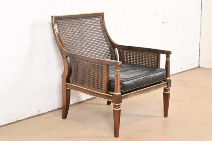 john widdicomb mid century hollywood regency maple and cane parcel gilt armchair or club chair circa 1950s 3295