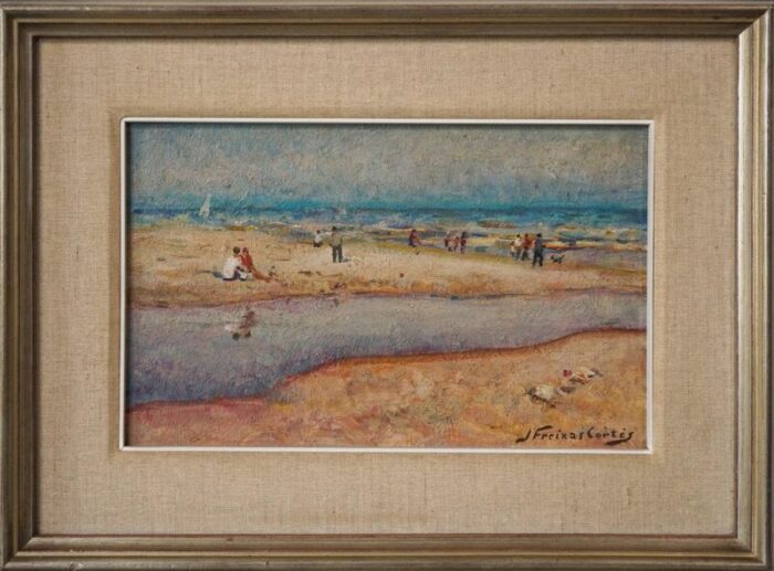 jordi freixas cortes beach scene oil on board framed 1372